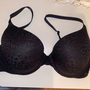 36D PINK Black Lace Bra